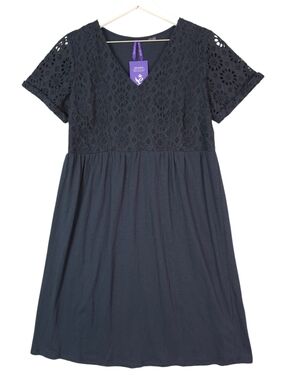Seraphine Orla Vneck Lace A-line Navy Dress  Maternity Nursing